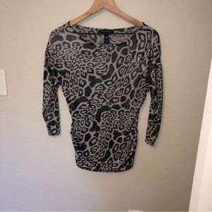 Inc International Concepts black and grey animal print 3/4 sleeve blouse size s